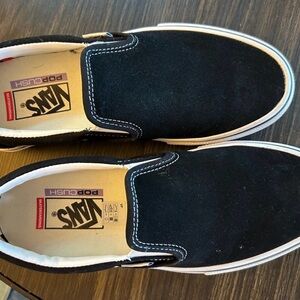 Vans Women’s Black and White Suede Slip-On Sneakers 7.5